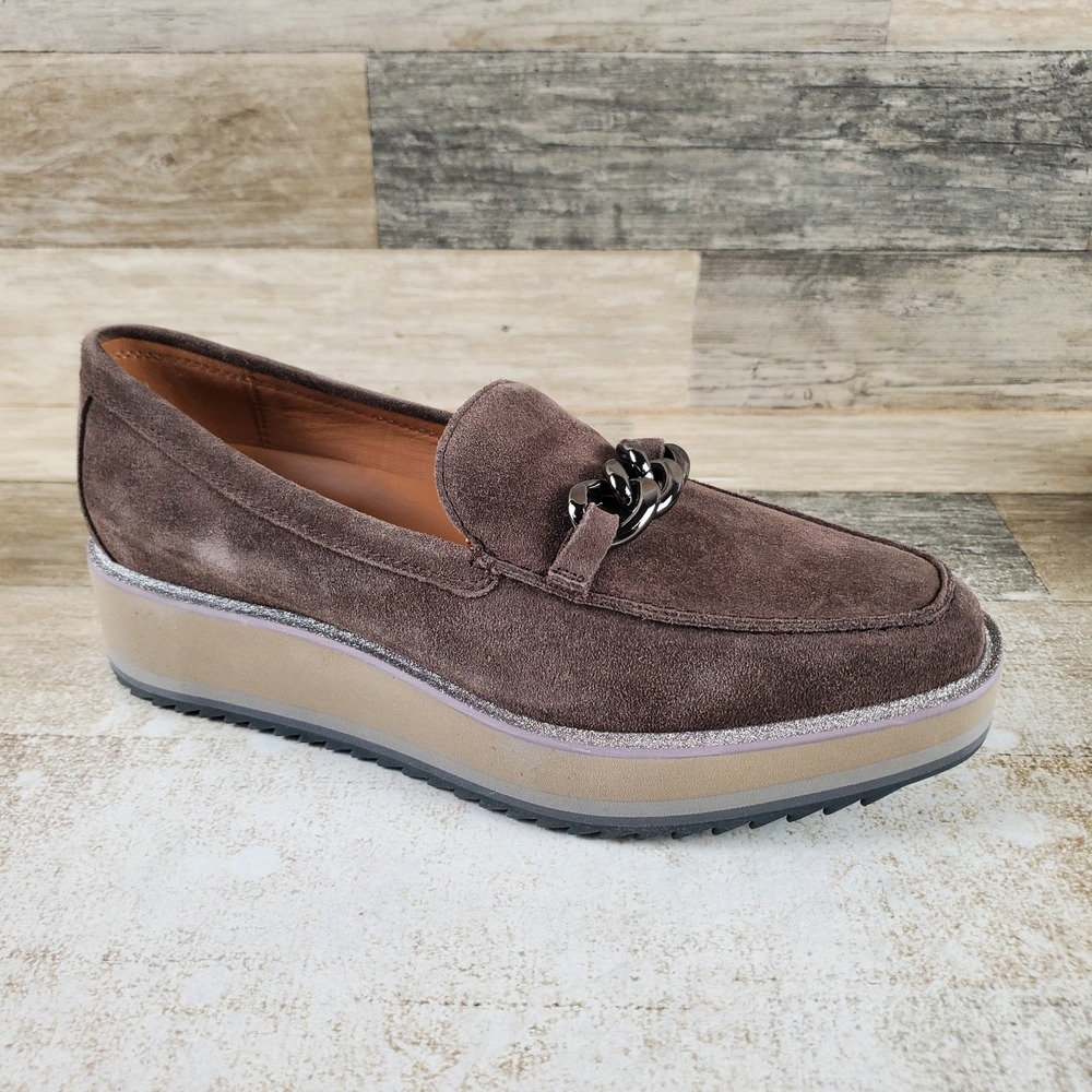 Johnston & Murphy Gracelyn Chain Womens Loafers Shoes 10 M Dark Gray Slip On